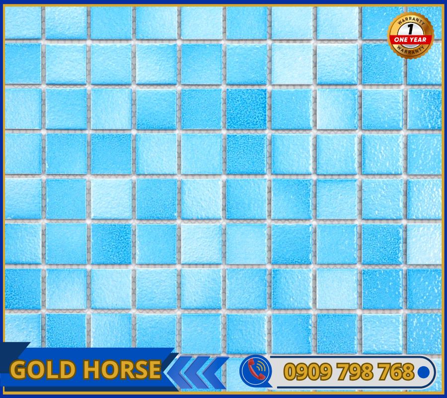 Gạch Mosaic Gốm Sóng Biển màu xanh dương 25x25x4mm MG25-03