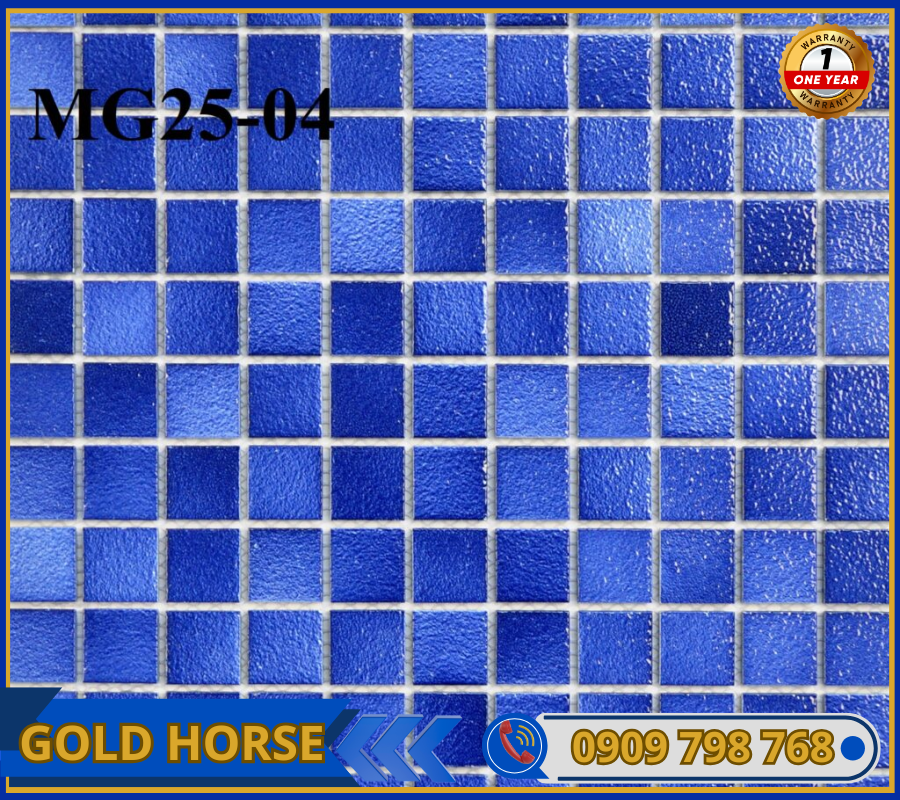 Gạch Mosaic Gốm Sóng Biển màu xanh dương 25x25x4mm MG25-04